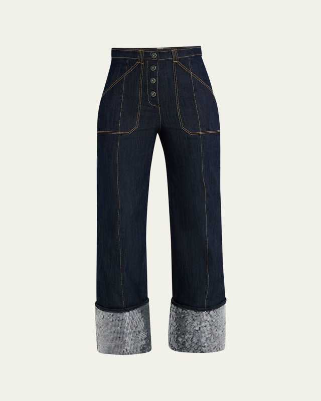 Benji Sequin Cuffed Denim Pants